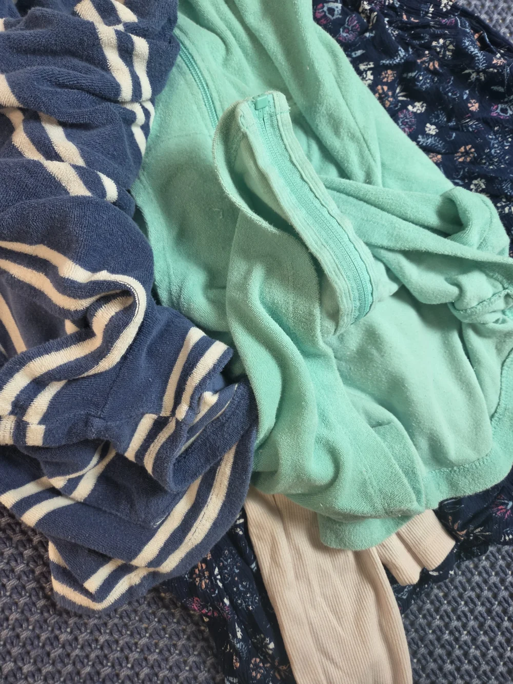 Terry Cloth Romper Mint Zip Hoodie Dress - SO Floral Top